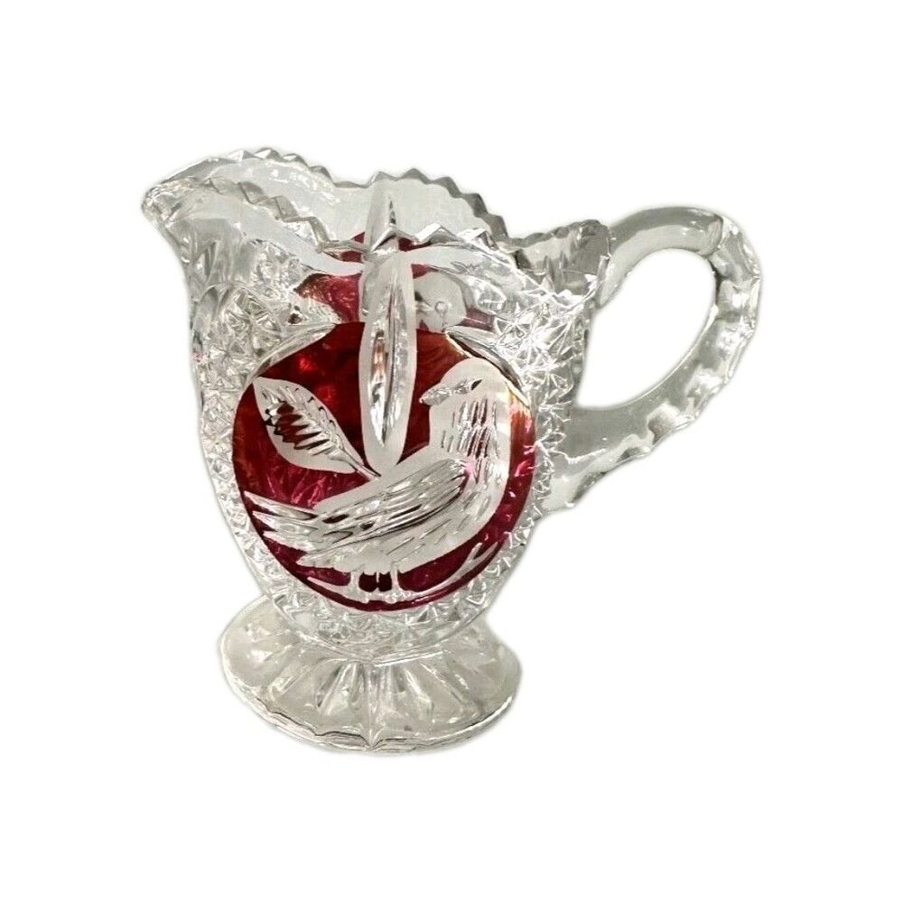 Hofbauer Byrdes Collection Ruby Red Bird Creamer Pitcher Euc